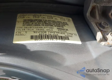 2008 Nissan Versa 1.8S z USA, uszkodzony, nr VIN 3N1BC11E28L377382